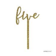 Andaz Press 5th Birthday and Anniversary Acrylic Cake Toppers, Pink Glitter, Number 5, 1-Pack N62
