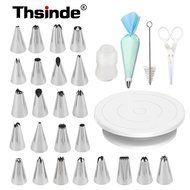 Thsinde 29 Pcs Cake Decorating Supplies Tip with Turncake Turntable Rotating Cake Stand and Stainless Steel Icing... N2