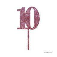 Andaz Press 5th Birthday and Anniversary Acrylic Cake Toppers, Pink Glitter, Number 5, 1-Pack N69