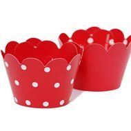 MINI Cupcake Wrappers Red and White Polka Dot, Solid, 24 Wraps, Confetti Couture Party Supplies N35