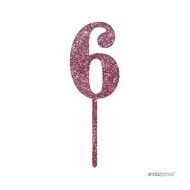 Andaz Press 5th Birthday and Anniversary Acrylic Cake Toppers, Pink Glitter, Number 5, 1-Pack N84