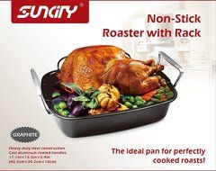 SunCity Non-stick Roaster with Rack, Graphite Grey