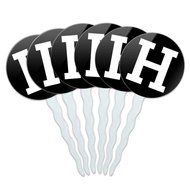 Set of 6 Cupcake Picks Toppers Decoration Letter Initial Black White - Letter G Initial N18