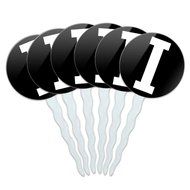 Set of 6 Cupcake Picks Toppers Decoration Letter Initial Black White - Letter G Initial N20