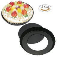 TedGem 2 Pack 8.8 Inches Non-Stick Removable Loose Bottom Quiche Tart Pan, Tart Pie Pan, Round Tart Quiche Pan... N7