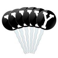 Set of 6 Cupcake Picks Toppers Decoration Letter Initial Black White - Letter G Initial N22