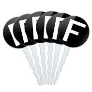 Set of 6 Cupcake Picks Toppers Decoration Letter Initial Black White - Letter G Initial N23
