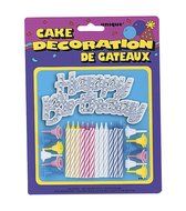 Birthday Candles with Holders &amp; Happy Birthday Cake Decoration, 25pc