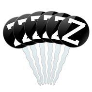 Set of 6 Cupcake Picks Toppers Decoration Letter Initial Black White - Letter G Initial N24