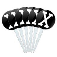 Set of 6 Cupcake Picks Toppers Decoration Letter Initial Black White - Letter G Initial N25