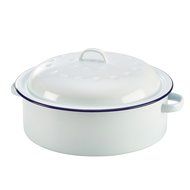 26cm White Round Enamel Roaster N3