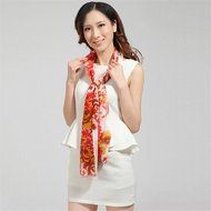 Banggood Lady Chiffon Peony Floral Scarves Beach Shawl Wrap Scarf N2