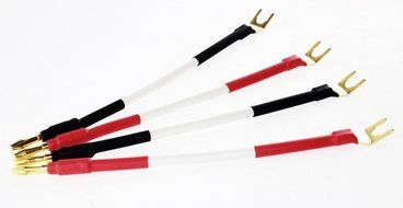 [4-pack] Hifi Speaker Cable Jumpers Wire /Assembled (Spade Plug to Banana Plugs) White /ジャンパーケーブル Yラグ&hArr;バナナプラグ/하이&amp;#