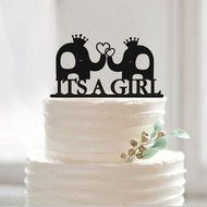 Customized Girl&#039;s Acrylic Cake Topper Non-Toxic Cake Topper Two Lovely Litter Elephants Shanpe Suitable for Birthday... N2
