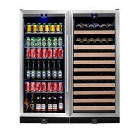 KingsBottle 2-Zone Wine and Beverage Combo Refrigerator, Holds 300 Cans and 98 Bottles, Stainless Steel with Glass... N4