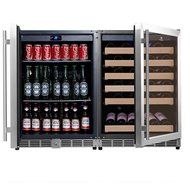 KingsBottle 2-Zone Wine and Beverage Combo Refrigerator, Holds 300 Cans and 98 Bottles, Stainless Steel with Glass... N5