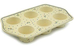 Polish Pottery Muffin Pan 14-inch Country Meadow N4