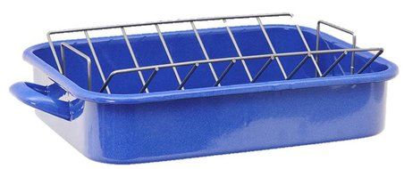 Granite Ware F5287-2 Heavy Gauge Open Roaster with Nonstick V-Rack, Blue N3