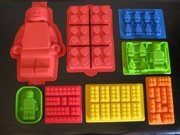 Make Lego Minifigure and Bricks Silicone Cake PAN Birthday Party Candy Chocolate Molds Set of 8 N2