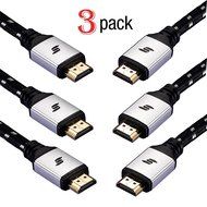 Sinseader three pack 3ft HDMI Cable-Braided Cord-Gold Plated Connectors-Support Ethernet Audio Return Ultra High... N10