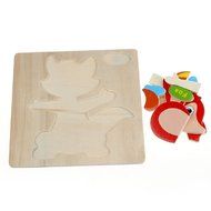 Fox Puzzles Toys ，BeautyVan Wooden Cute Fox Puzzle Educational Developmental Baby Kids Training Toy N3