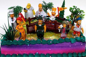 SIMPSONS 14 Piece Birthday CAKE Topper Set Featuring Simpsons Figures and Decorative Themed Accessories - Figures...
