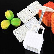 New Mooncake Moon Cake Square Mold Mould Flowers Plants 4 Stamps N5