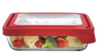 Anchor Hocking TrueSeal Rectangle Food Storage Container 6-Cup, Green Lid N5