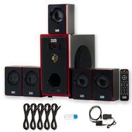 Acoustic Audio AA5103 Home 5.1 Speaker System with USB Bluetooth Optical Input and 5 Ext. Cables