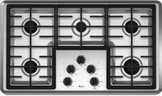 Whirlpool W5CG3625XS 36 Gas Cooktop 5 Sealed Burners, Stainless Steel