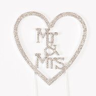 Mr &amp; Mrs Heart Wedding Cake Topper Gold Monogram Rhinestone Decoration (Gold) N9