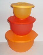 Tupperware Classic Impressions 3 Nesting Mixing Bowls Salad Bowl Set Hot Colors N2