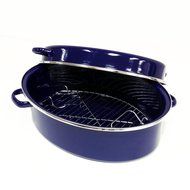 Chantal Enamel-On-Steel 11-Quart Covered Roaster with Stainless Steel Rack, Cobalt Blue N4