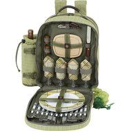 Picnic at Ascot - Deluxe Equipped 4 Person Picnic Backpack with Cooler &amp; Insulated Wine Holder - Trellis Blue N6