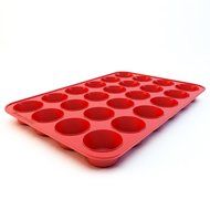 Silicone Mini Muffin Pan and Cupcake Maker 24 Cup, Red, Plus Muffin Recipe Ebook N9