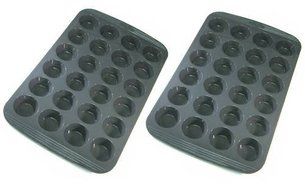 Chefs Toolbox Flexible Silicone Non Stick 24 Cup Mini Muffin Cupcake Pan (Pack of 2) N2