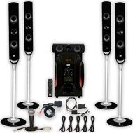 Acoustic Audio AAT1000 Tower 5.1 Speakers with Bluetooth Optical Input Mic and 5 Extension Cables N2