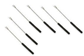 Swissmar Set of 6 Cheese Fondue Forks, Dark Wood Handles N2