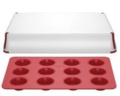 Reston Lloyd Bake Porter 12-Cup Muffin Pan with Serving Cover, Red N3