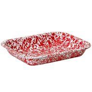 Enamelware Small Roasting Pan - Red Marble N4