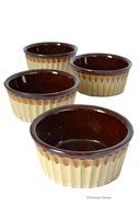 Set 4 Terracotta Pottery Brown 3oz Dessert Oven Souffle Bowl Ramekins