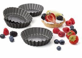 QUALITY SET OF 4 TART PANS - perfect moulds for Tartlets, tarts, quiche lemon mini tart pies tarte tatin quiche... N2