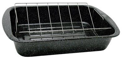 Granite Ware 0564 Open Rectangle Roaster with Non-Stick V-Rack, 19-Inch N3