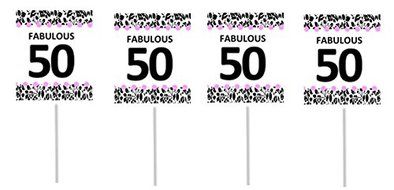 Cakesupplyshop Item#0162y - 12pack 50th Birthday Cupcake Decoration Picks - Pink Floral N2