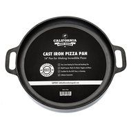 California Home Goods Cast Iron Pizza Pan, 14-inch, Pre-Seasoned Round Oven Griddle N7