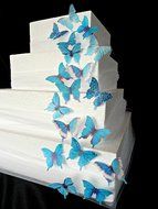 24 LIGHT TEAL TURQUOISE BLUE Assorted Decorative Wafer Paper Butterflies&copy; Set 1.75&quot; Size Cake Decorations Cupcake... N2