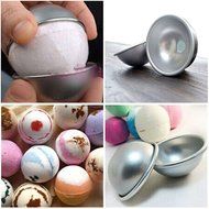 2pcs/set 3D Aluminum Half Ball Sphere Bath Bomb Cake Pan Tin Baking Mold Pastry Mould 6.5cm Dia N3