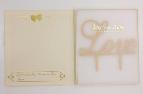 LOVENJOY Gift Box Pack LOVE Monogram Wedding Engagement Cake Party Topper (5.7-inch, Silver Glitter) N8