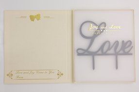 LOVENJOY Gift Box Pack LOVE Monogram Wedding Engagement Cake Party Topper (5.7-inch, Silver Glitter) N9