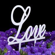 LOVENJOY Gift Box Pack LOVE Monogram Wedding Engagement Cake Party Topper (5.7-inch, Silver Glitter) N10